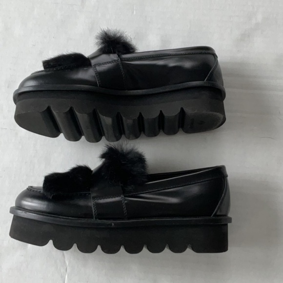 AGL Black Platform loafers w/fur size 6 (36) - Picture 6 of 10
